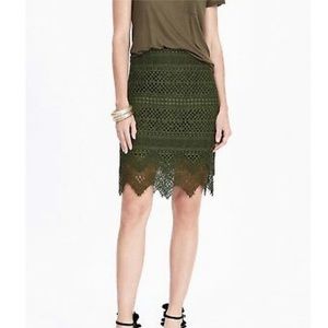 Banana Republic olive green lace pencil skirt